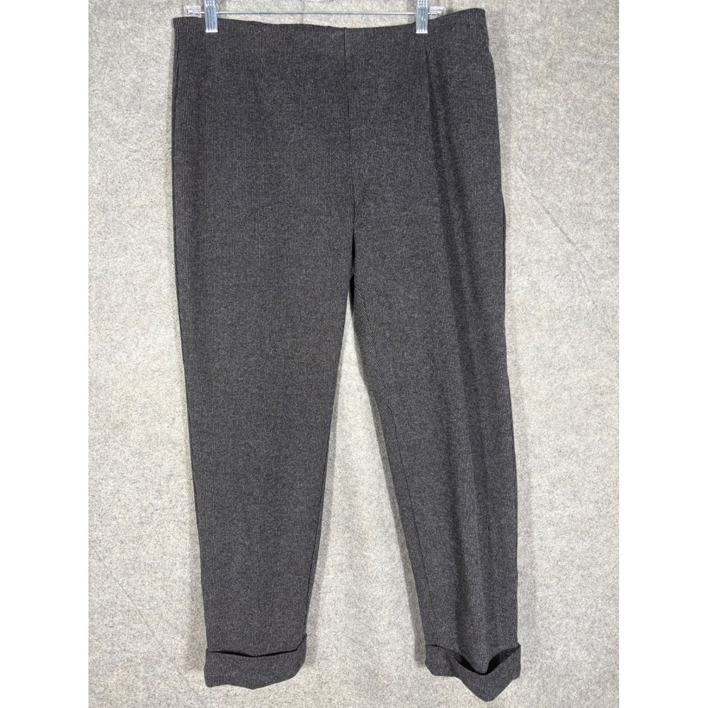 Foil Womens Charcoal Grey Textured Knit Pull On Cuffed Pants Size 12 USA